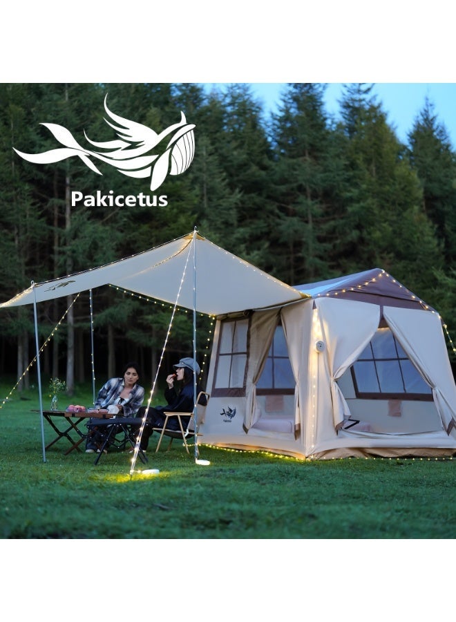 PAKICETUS Inflatable Camping Tent, Easy Setup Camping Tent with Pump, 4-Season CampingAir Tent Cabin with Mesh Doors and Windows, Luxury Camping Design with Skylight - Image 1